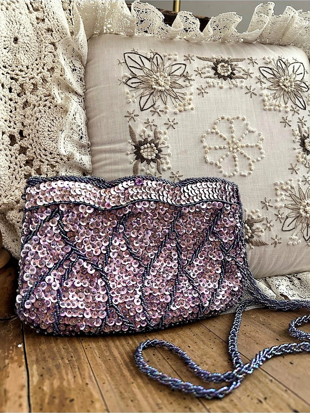 Vintage La Regale LTD. Sequin Crossbody Bag Sequined Crossbody Bag in Purple
